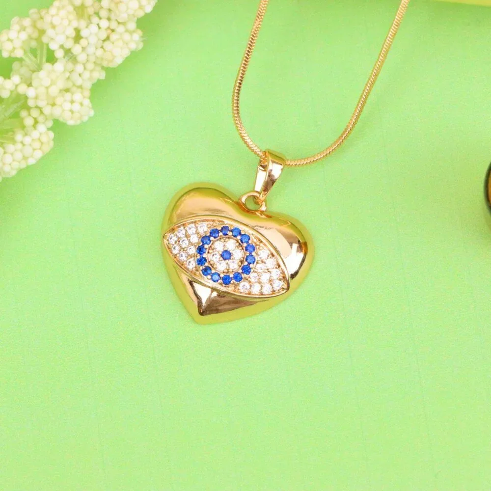 "Heart Shape Evil Eye Pendant in Rose Gold Finish, XPPT1576 - Picture 13 of 13